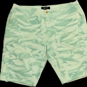 Men's AKOO No Rivals, Shorts, Size 44, Aqua/White Tie Dye Wash